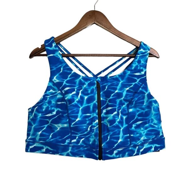 Torrid Womens NWT Blue Water Low-Impact Wireless Zip-Front Active Sports Bra 2X - Picture 2 of 9